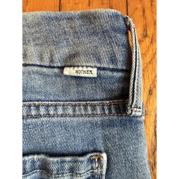 MOTHER Jeans Womens 29 Blue The Looker Ankle Fray Skinny Ripped Knees Made USA - Picture 6 of 8